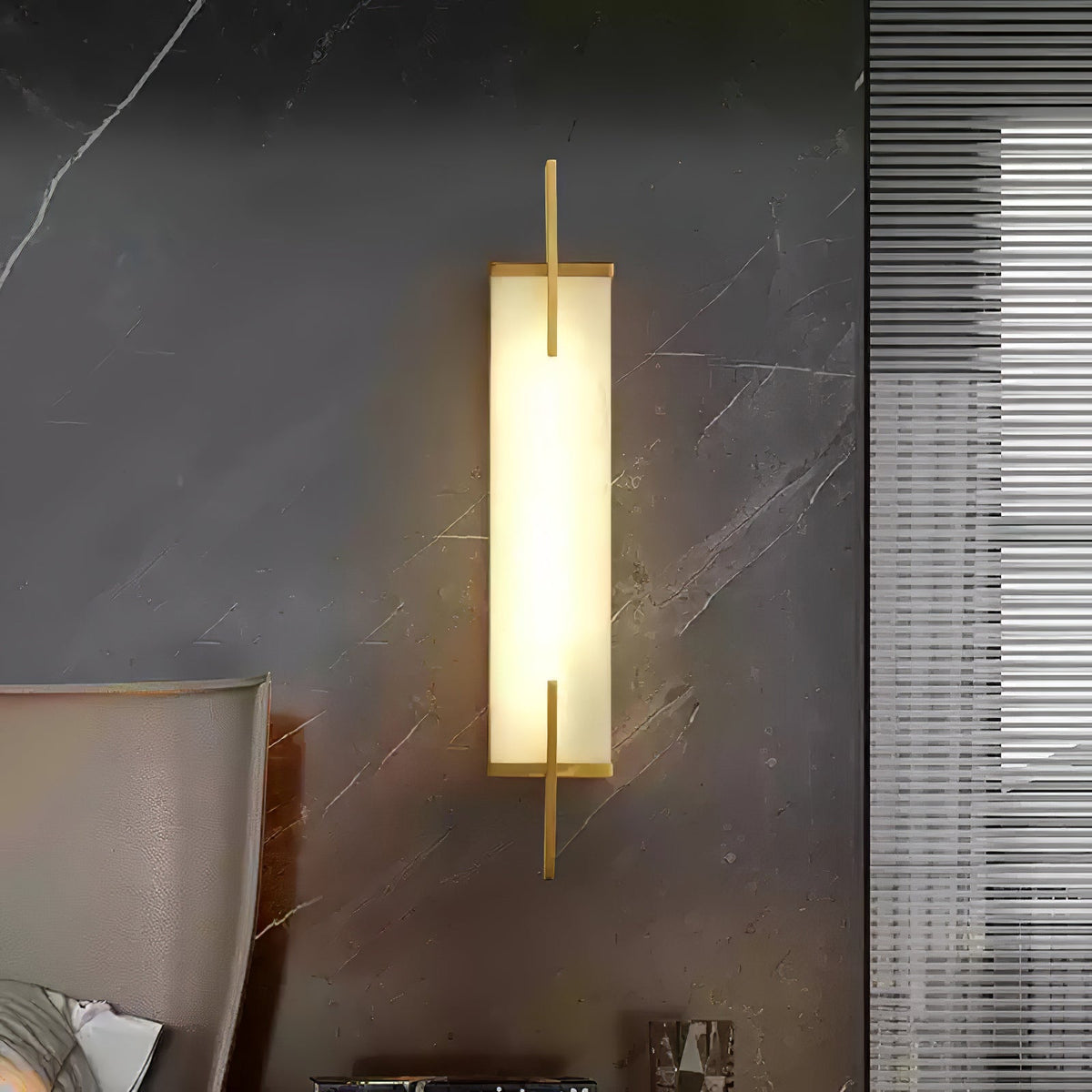 Komino rechthoekige wandlamp in albast