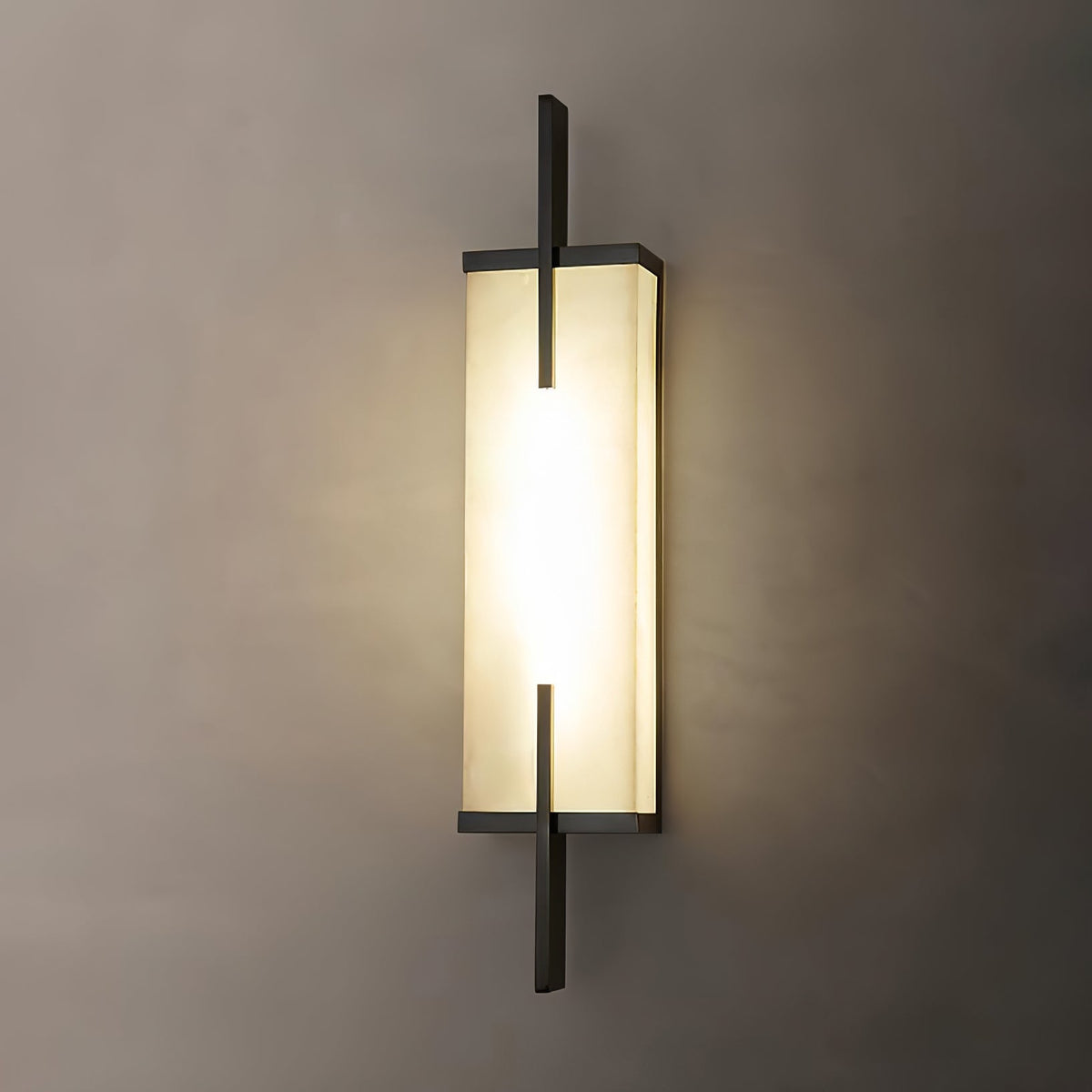 Komino rechthoekige wandlamp in albast