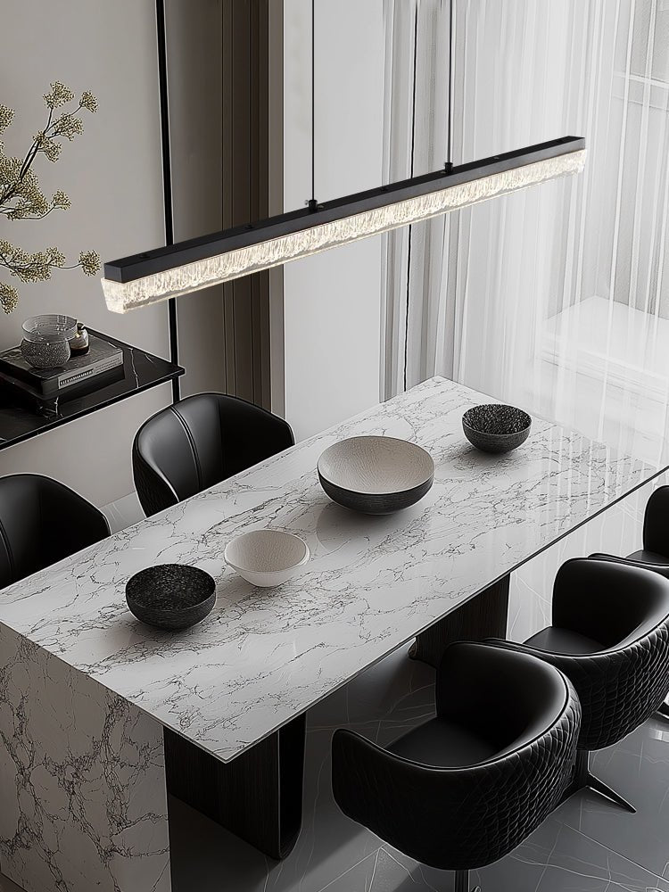 Veluielle hanglamp zwart acrylaat lineair