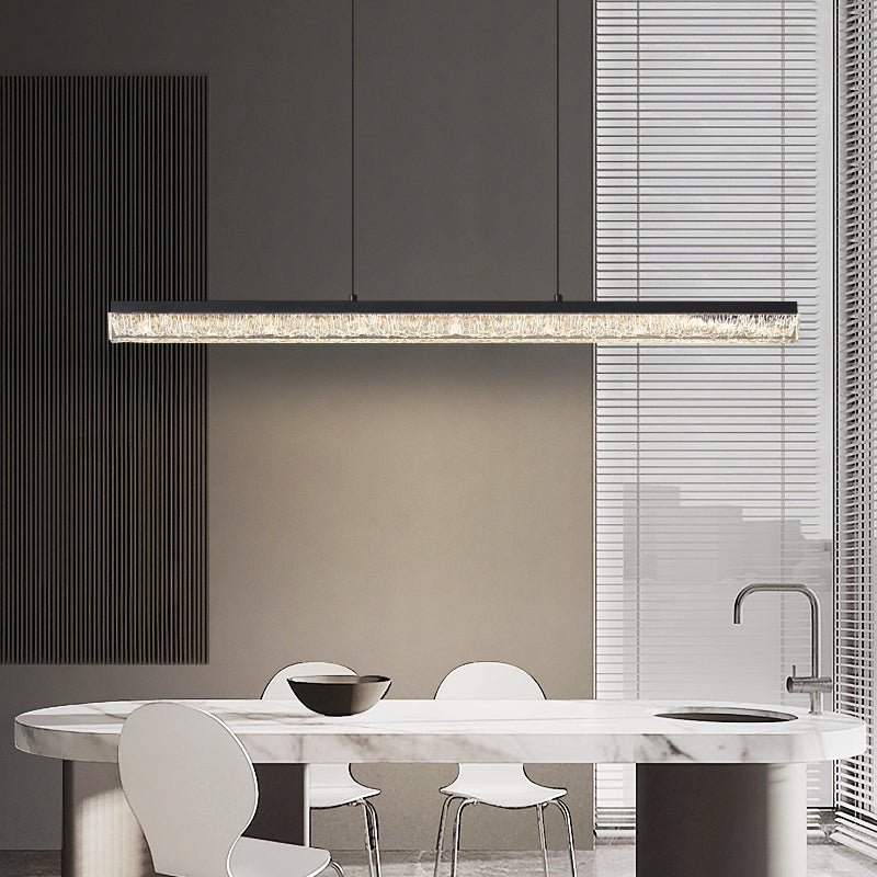 Veluielle hanglamp zwart acrylaat lineair