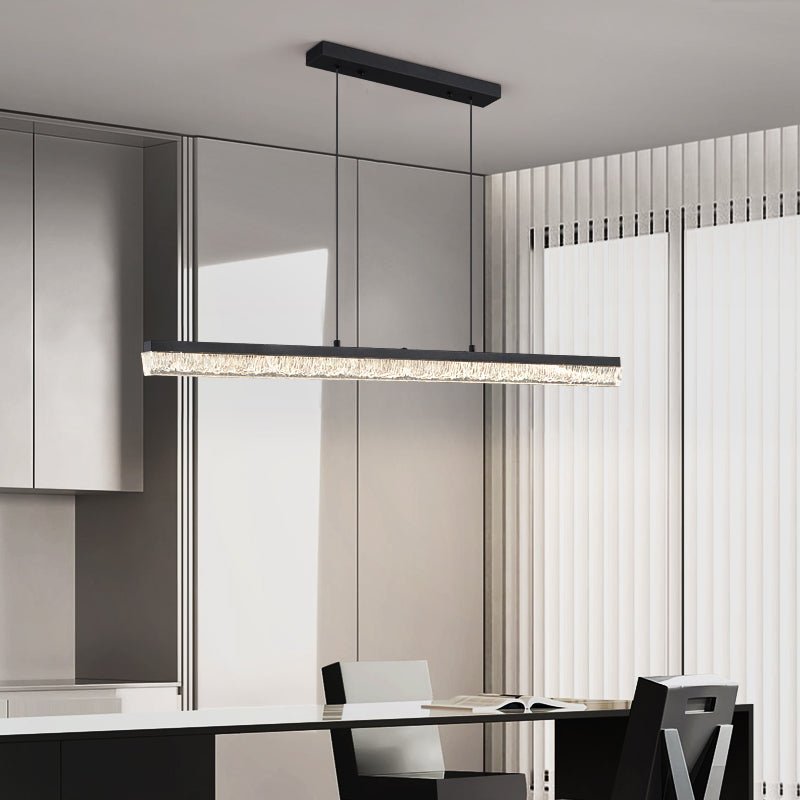 Veluielle hanglamp zwart acrylaat lineair