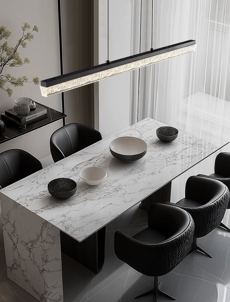 Veluielle hanglamp zwart acrylaat lineair