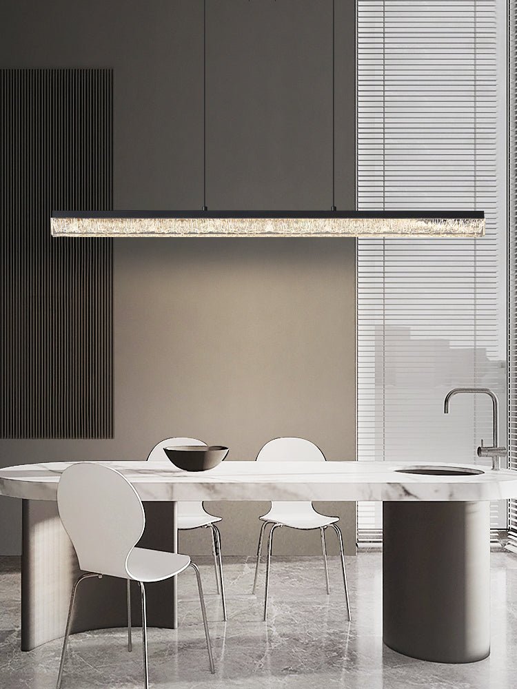 Veluielle hanglamp zwart acrylaat lineair