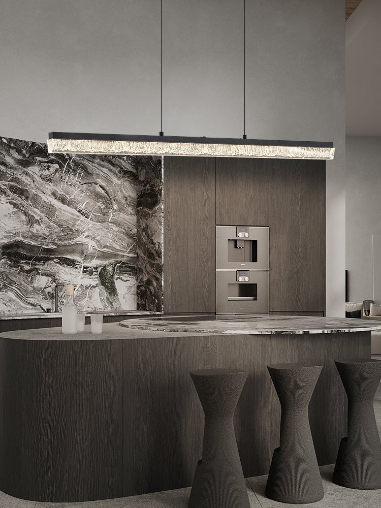 Veluielle hanglamp zwart acrylaat lineair