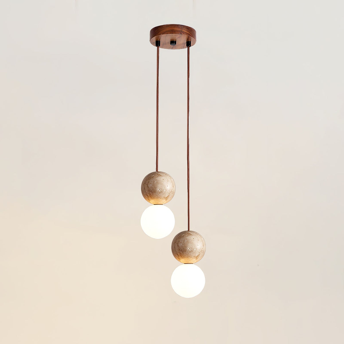 Serinelle hanglamp van geel travertin