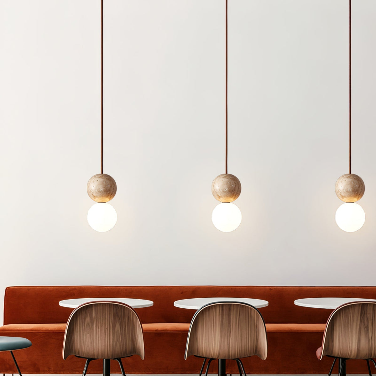 Serinelle hanglamp van geel travertin