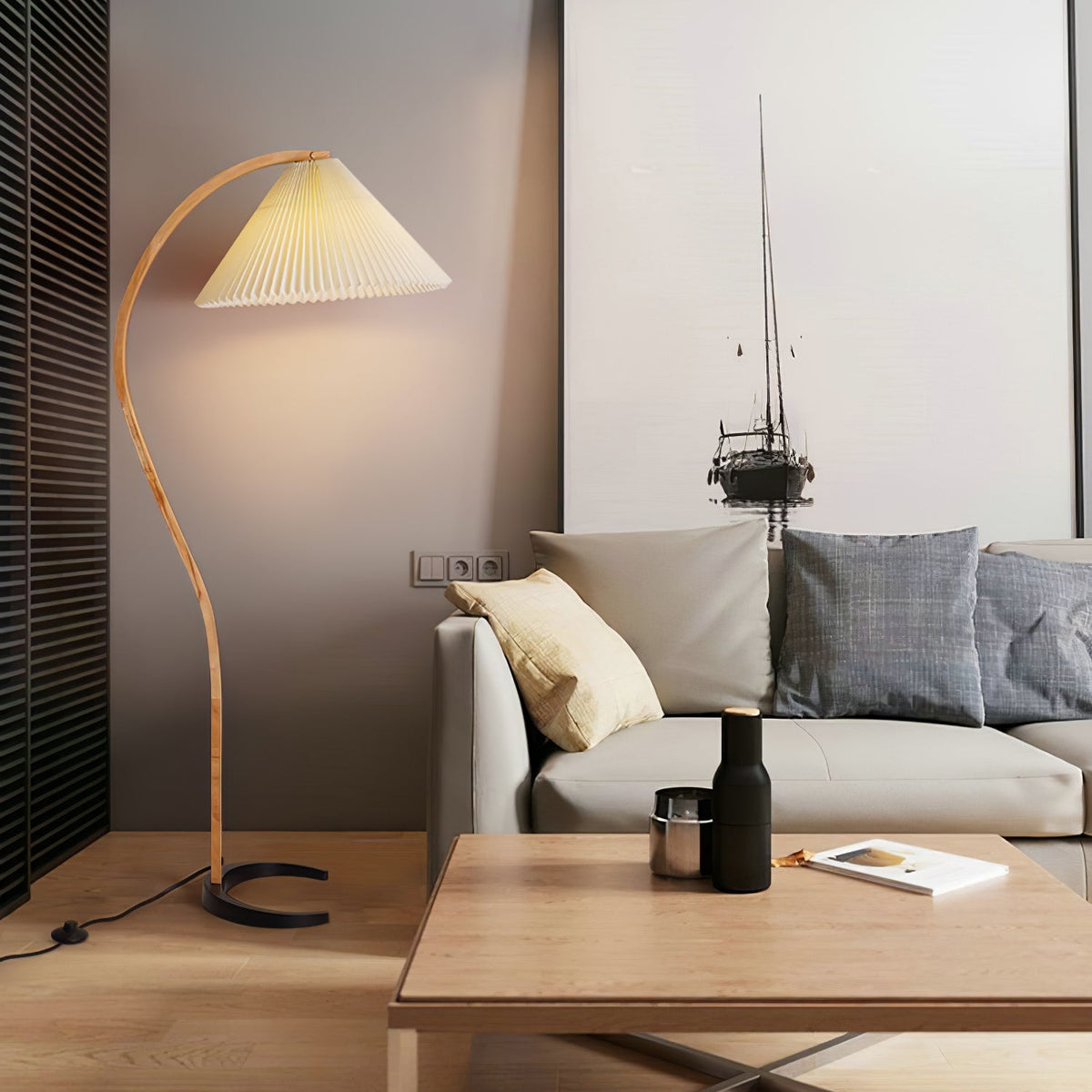 Viaro houten vloerlamp