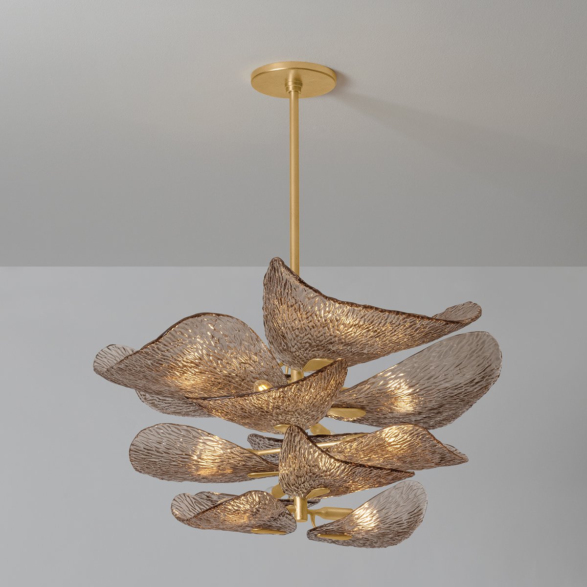 Celaline Kroonluchter Cardiff Piastra Glas Bloemblad Gelaagd brons