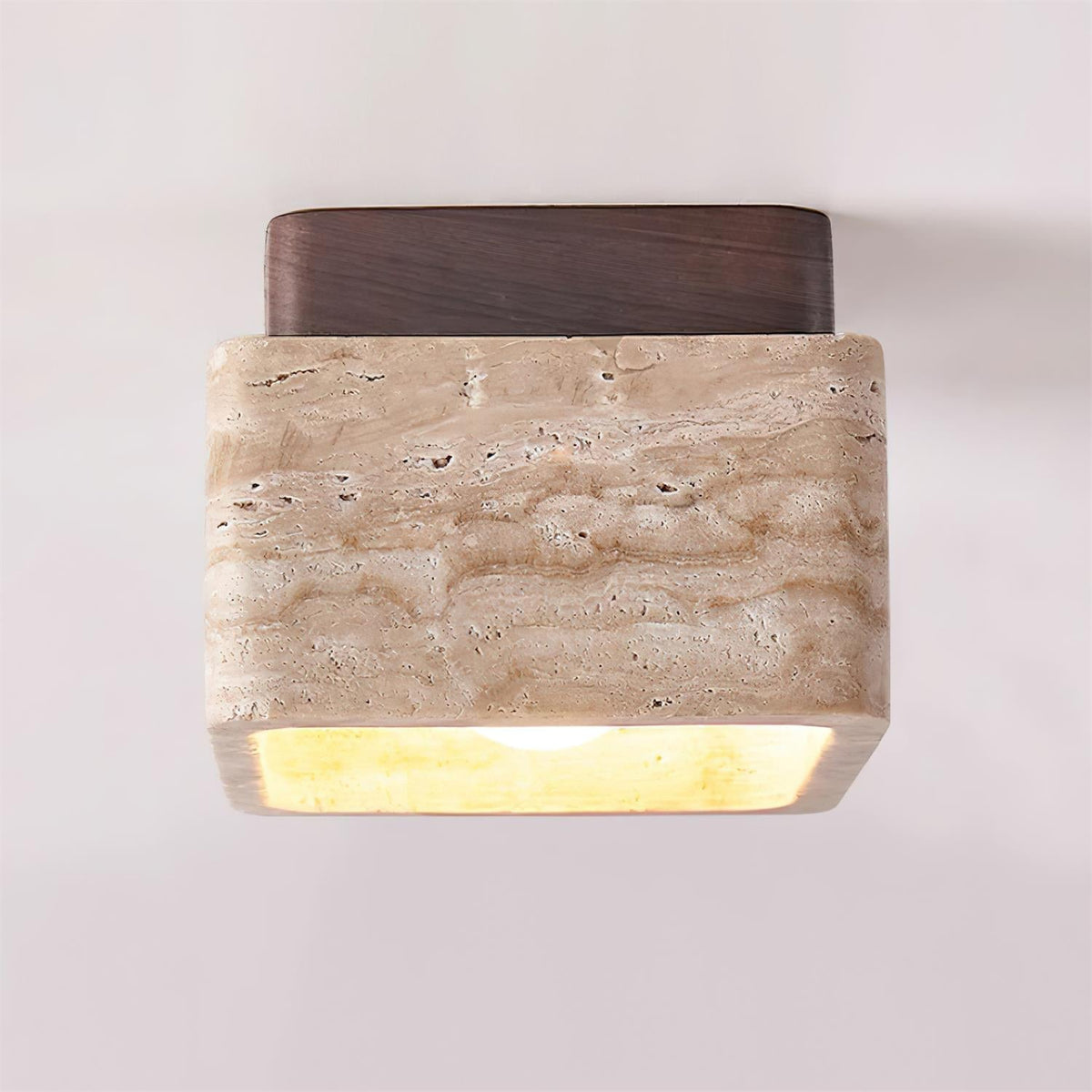 Veloria plafondlamp travertin vierkant vlakke plafondlamp