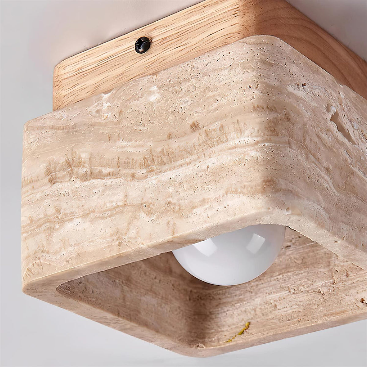 Veloria plafondlamp travertin vierkant vlakke plafondlamp