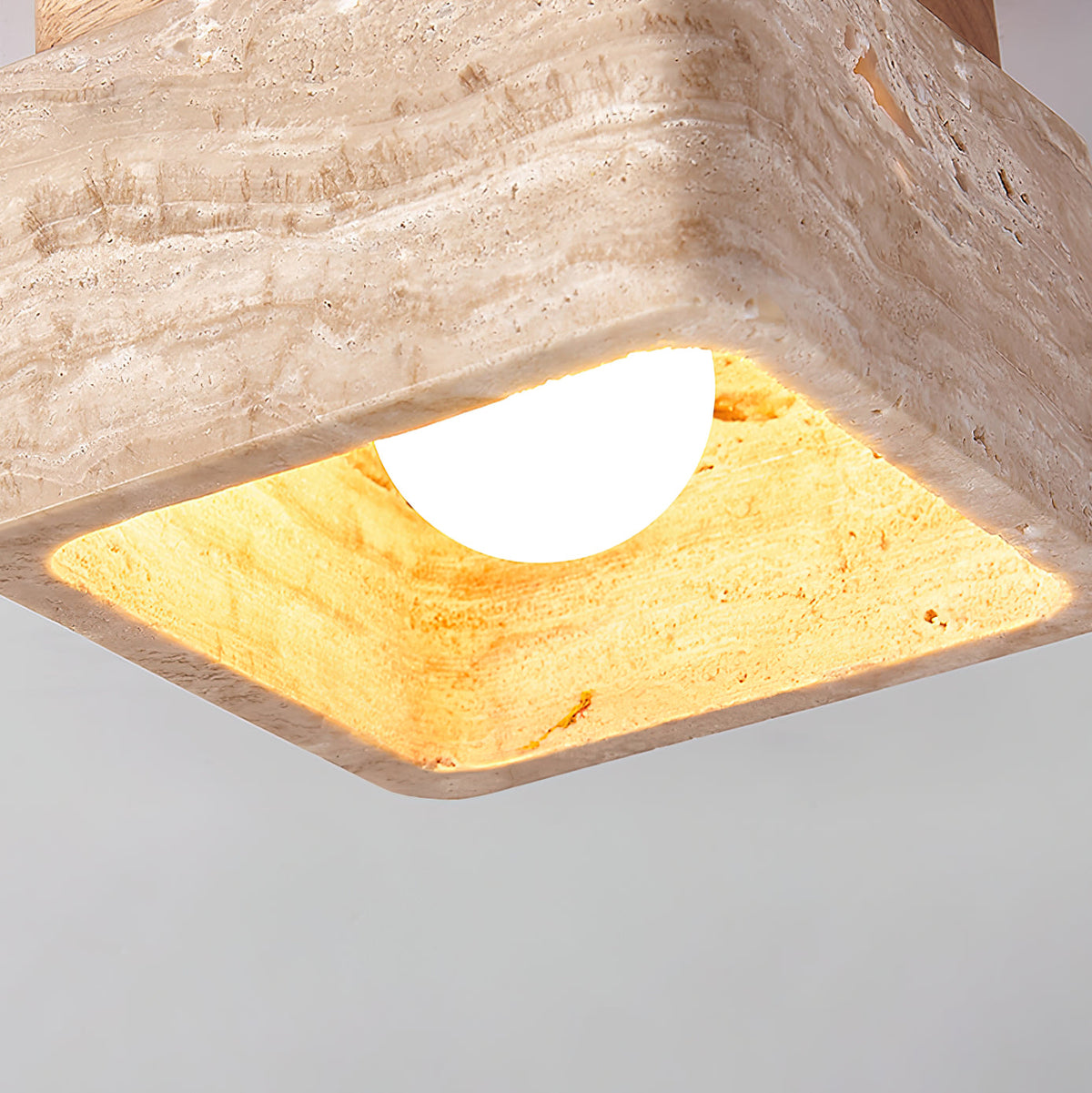 Veloria plafondlamp travertin vierkant vlakke plafondlamp