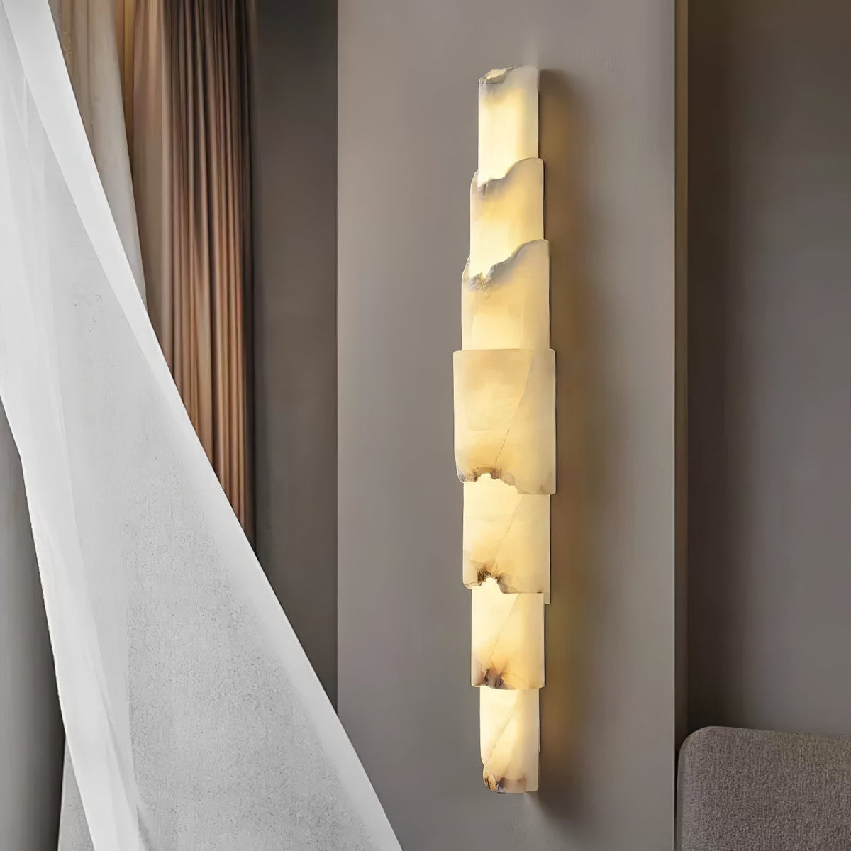Caspian meelagen-albasten wandlamp