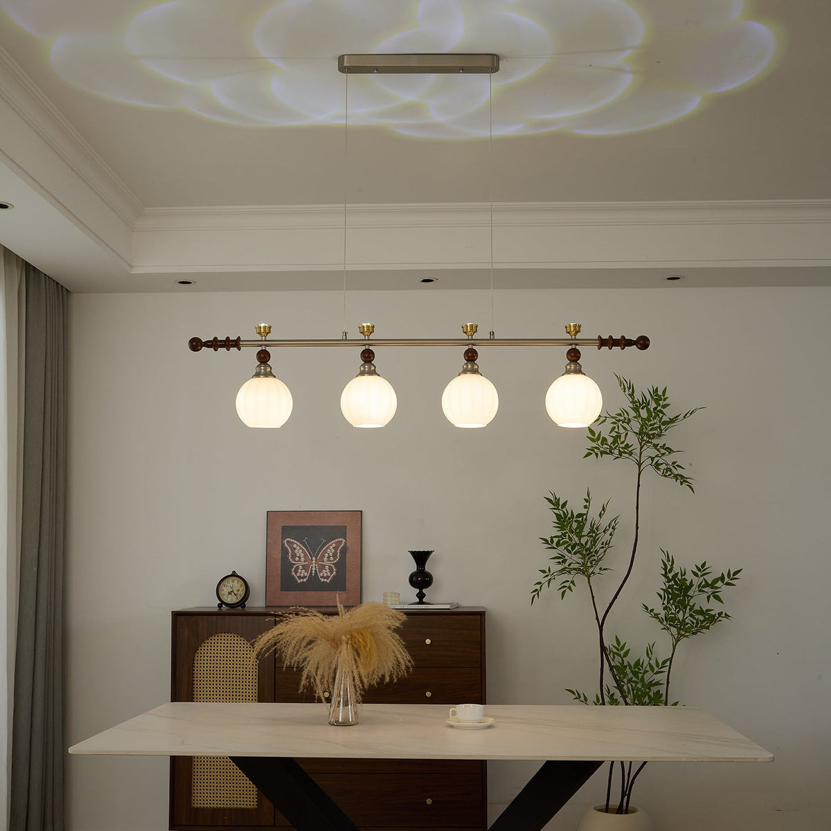 Otheia elegantie Vintage Lineaire hanglamp van Hout