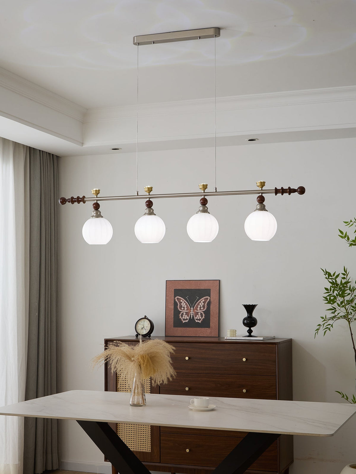 Otheia elegantie Vintage Lineaire hanglamp van Hout