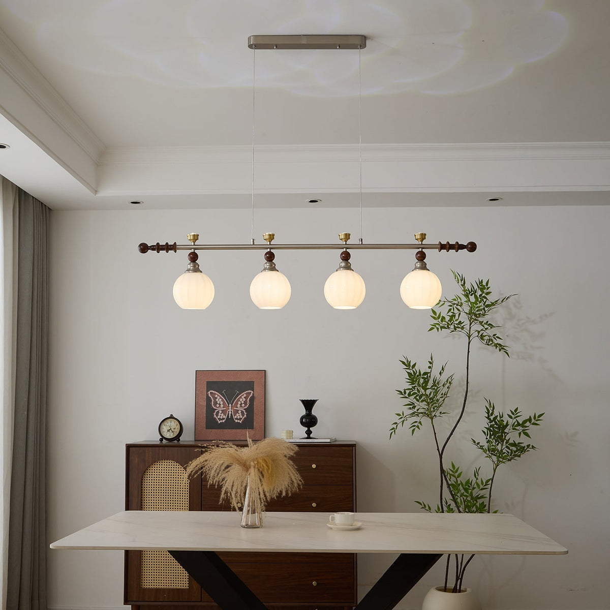 Otheia elegantie Vintage Lineaire hanglamp van Hout