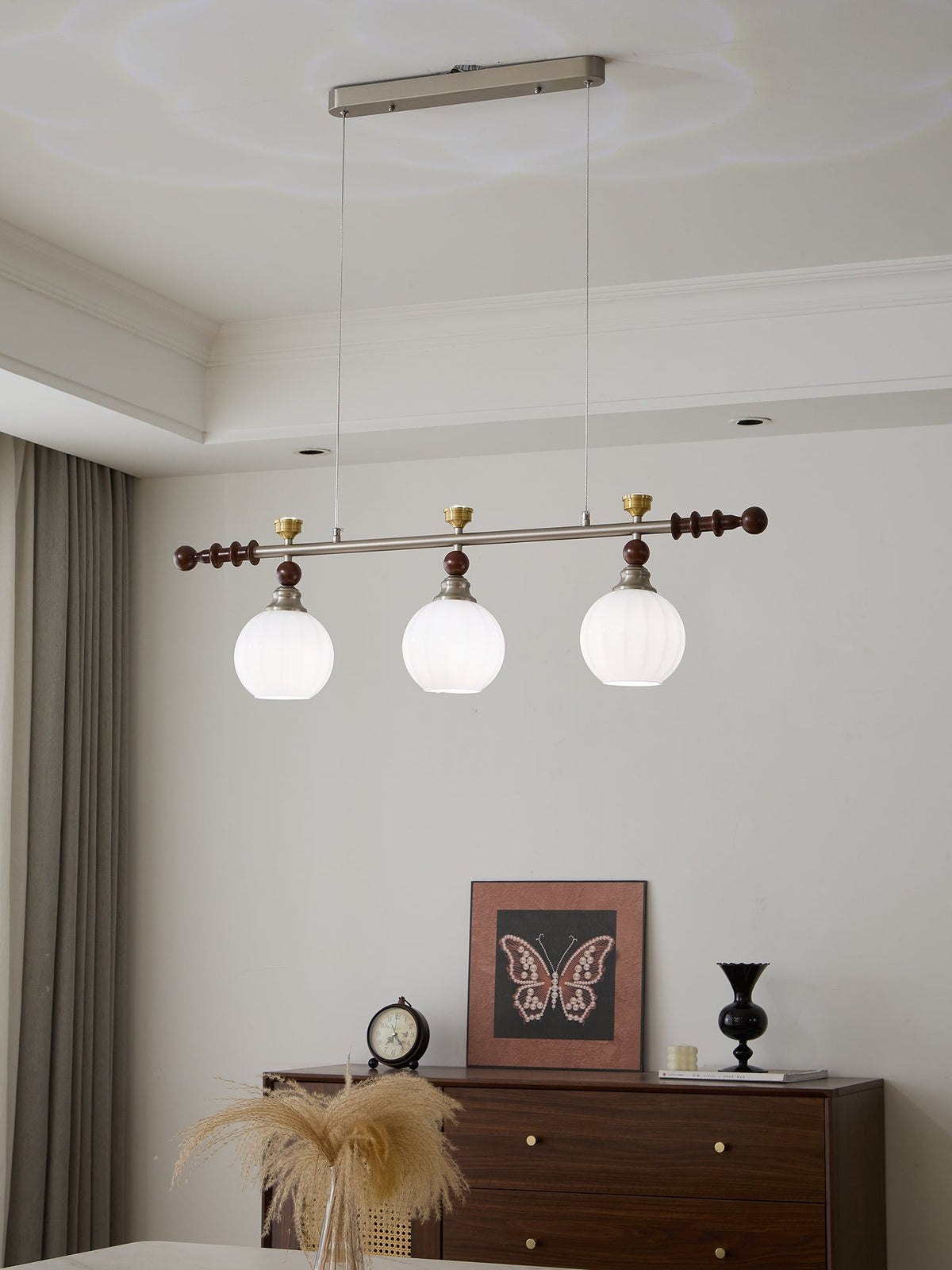 Otheia elegantie Vintage Lineaire hanglamp van Hout