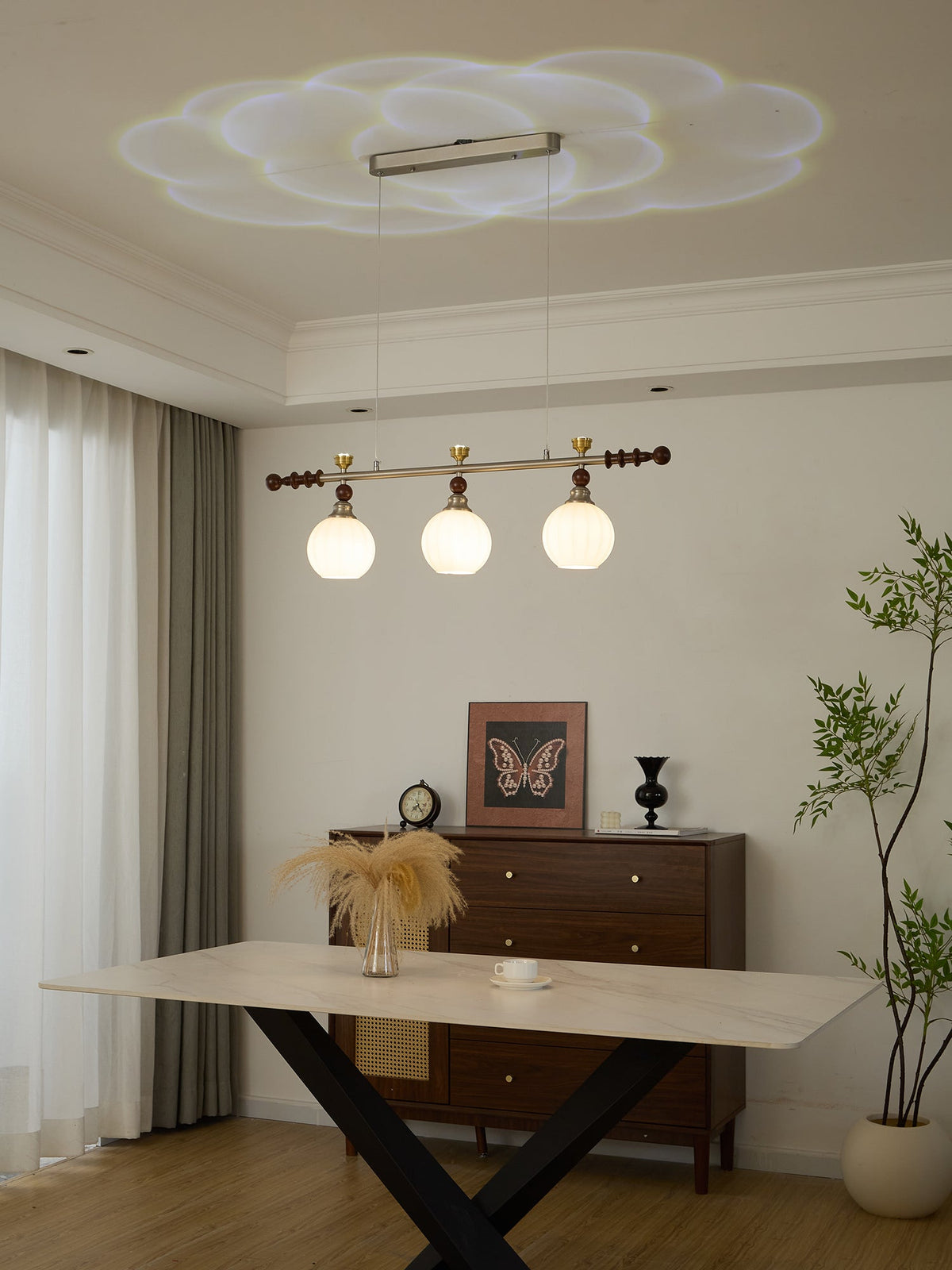 Otheia elegantie Vintage Lineaire hanglamp van Hout