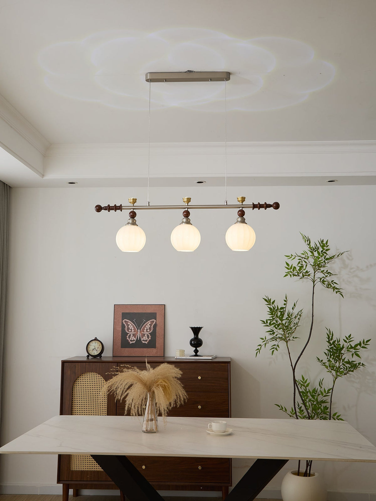Otheia elegantie Vintage Lineaire hanglamp van Hout