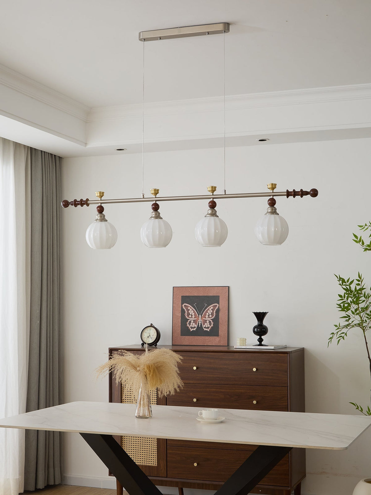Otheia elegantie Vintage Lineaire hanglamp van Hout