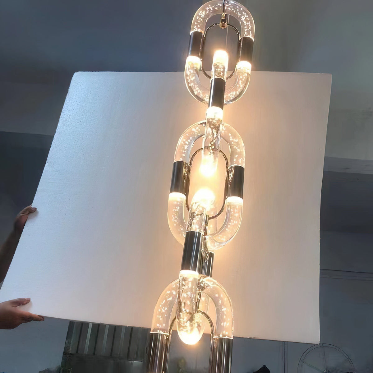 Moderne hanglamp van roestvrij staal met ketting