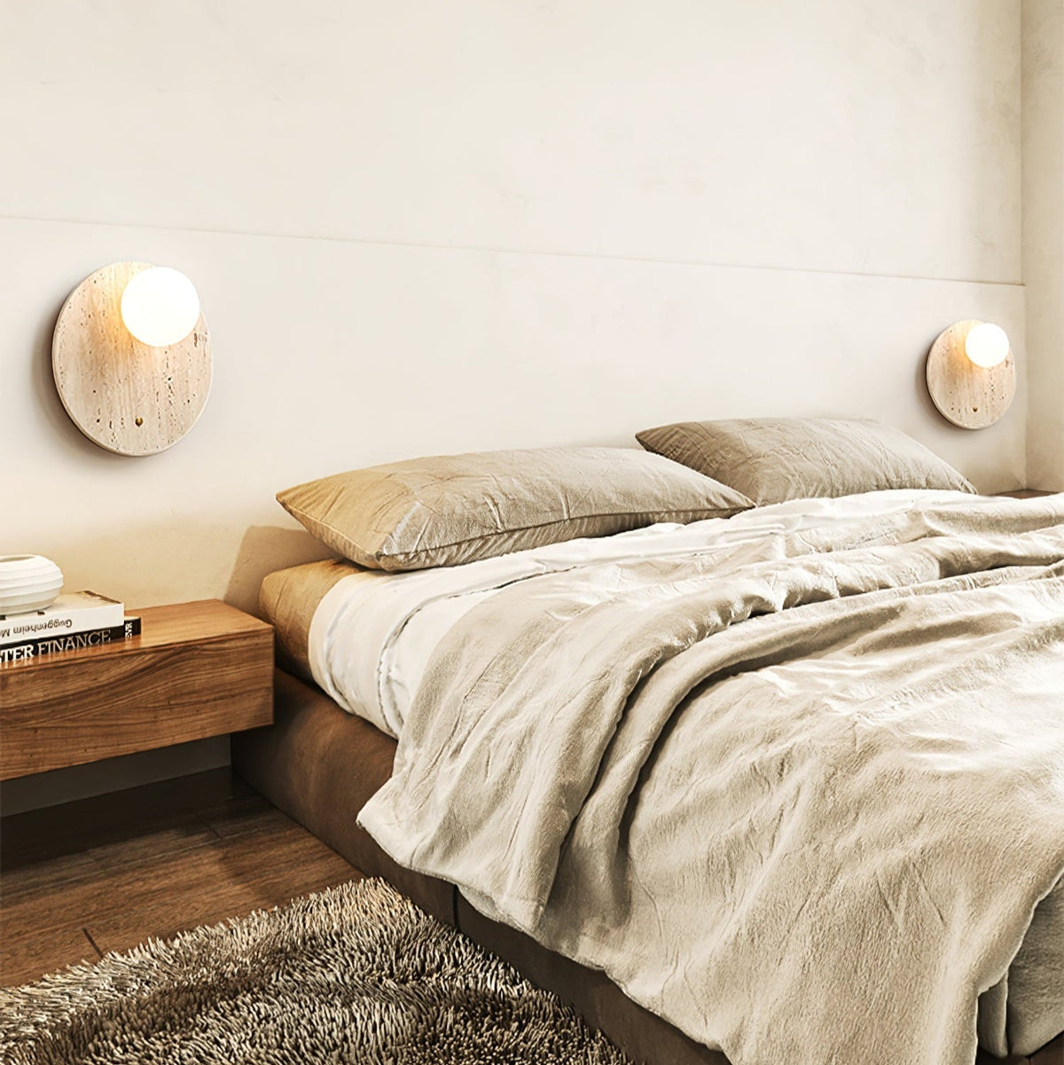 Aurevon minimalistisch wandlamp van geel travertin