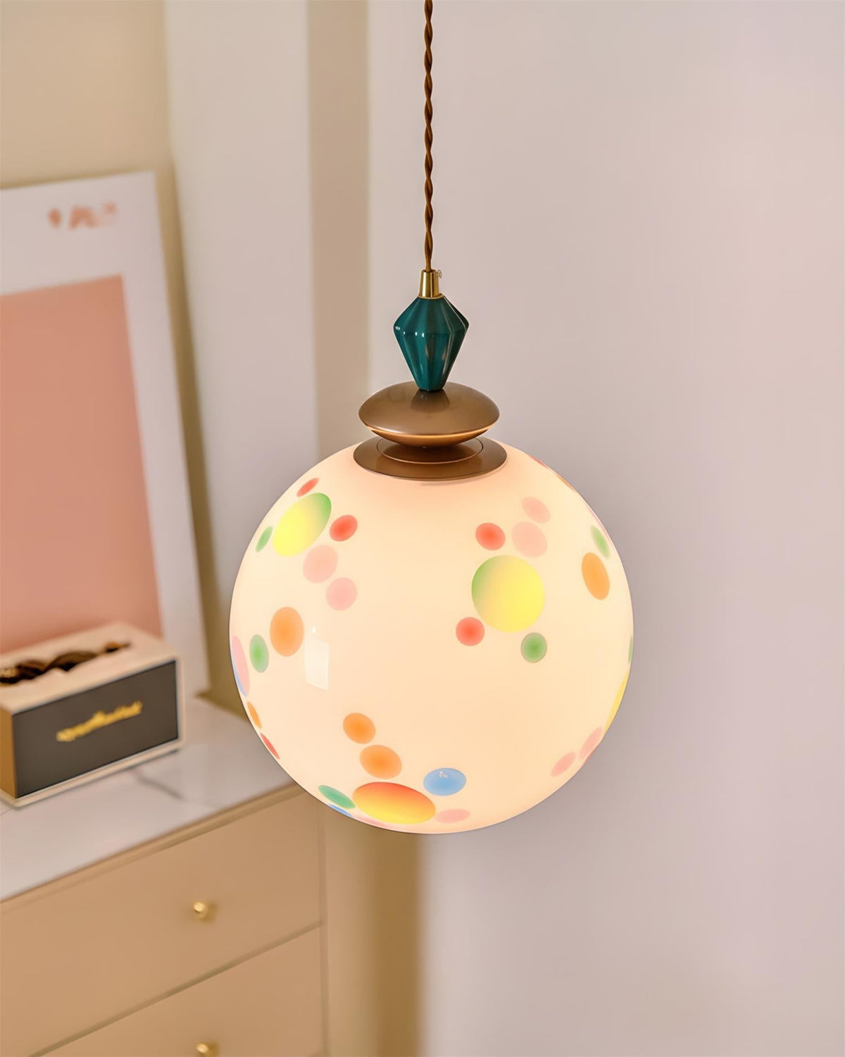 Kismet hanglamp met glazen kap