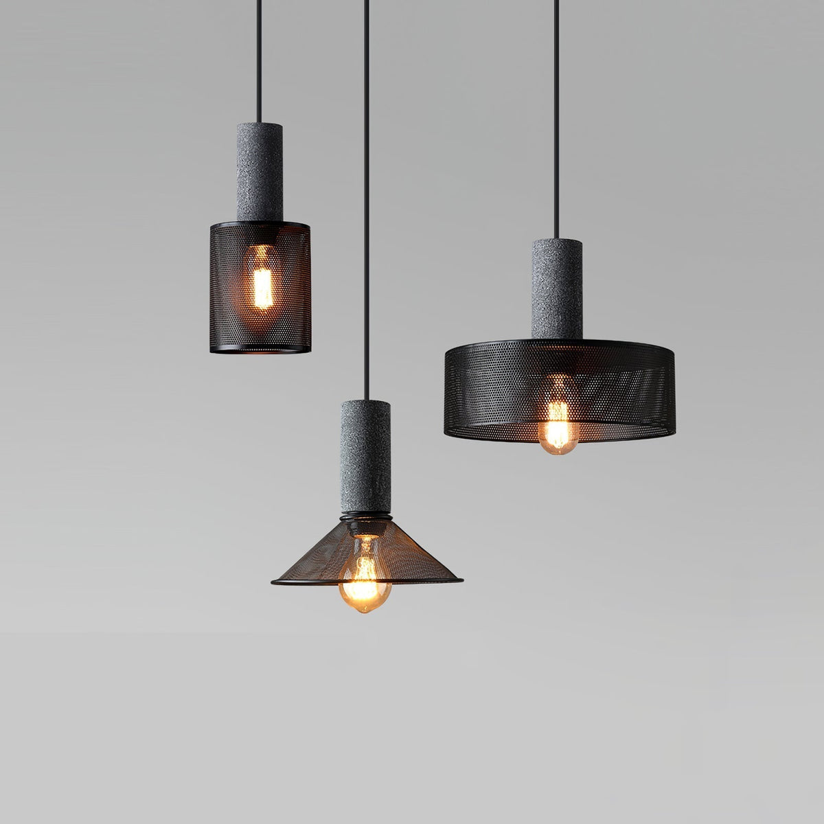 Lumeraine hanglamp van cement met mesh