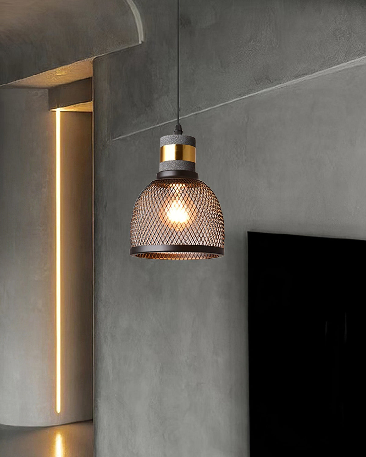 Lumeraine hanglamp van cement met mesh
