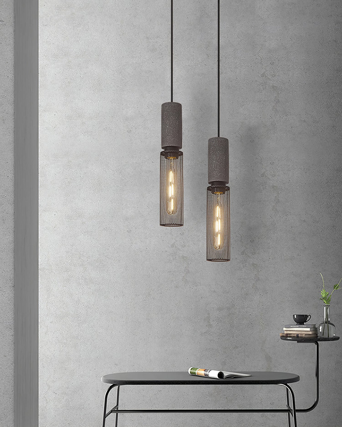 Lumeraine hanglamp van cement met mesh