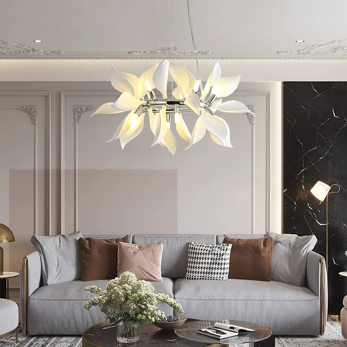 Avir hanglamp met keramische bloemblaadjes