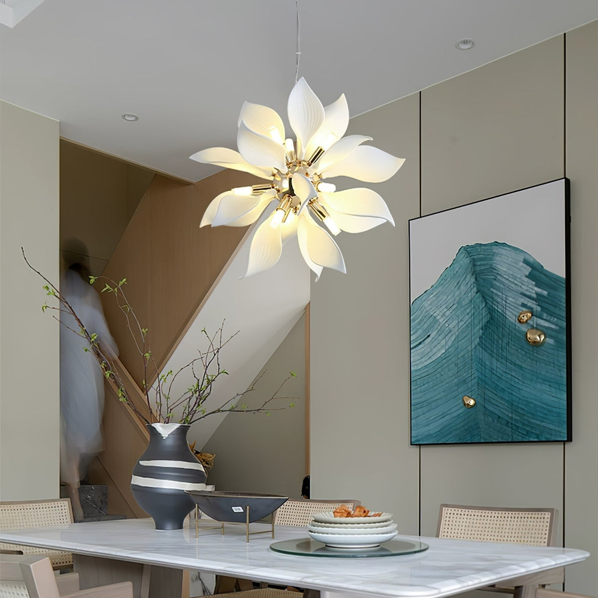 Avir hanglamp met keramische bloemblaadjes