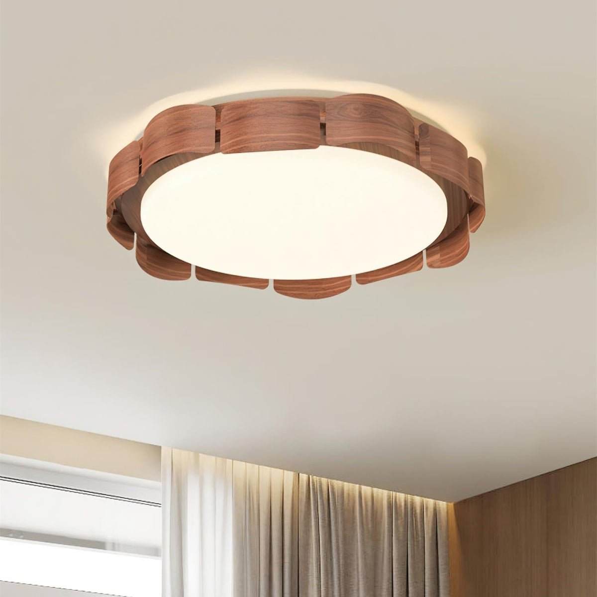 Ardura walnoothout plafondlamp met LED