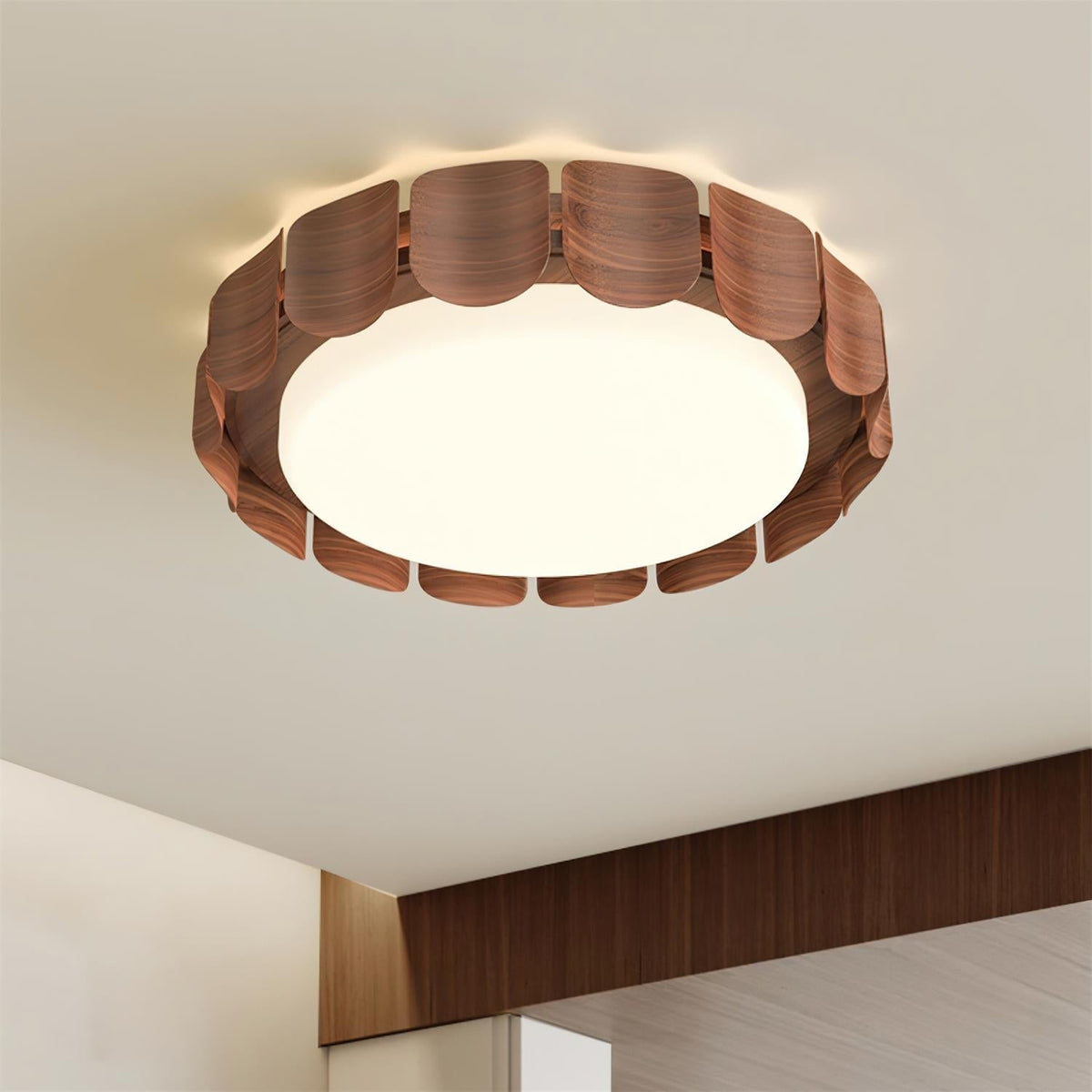 Ardura walnoothout plafondlamp met LED