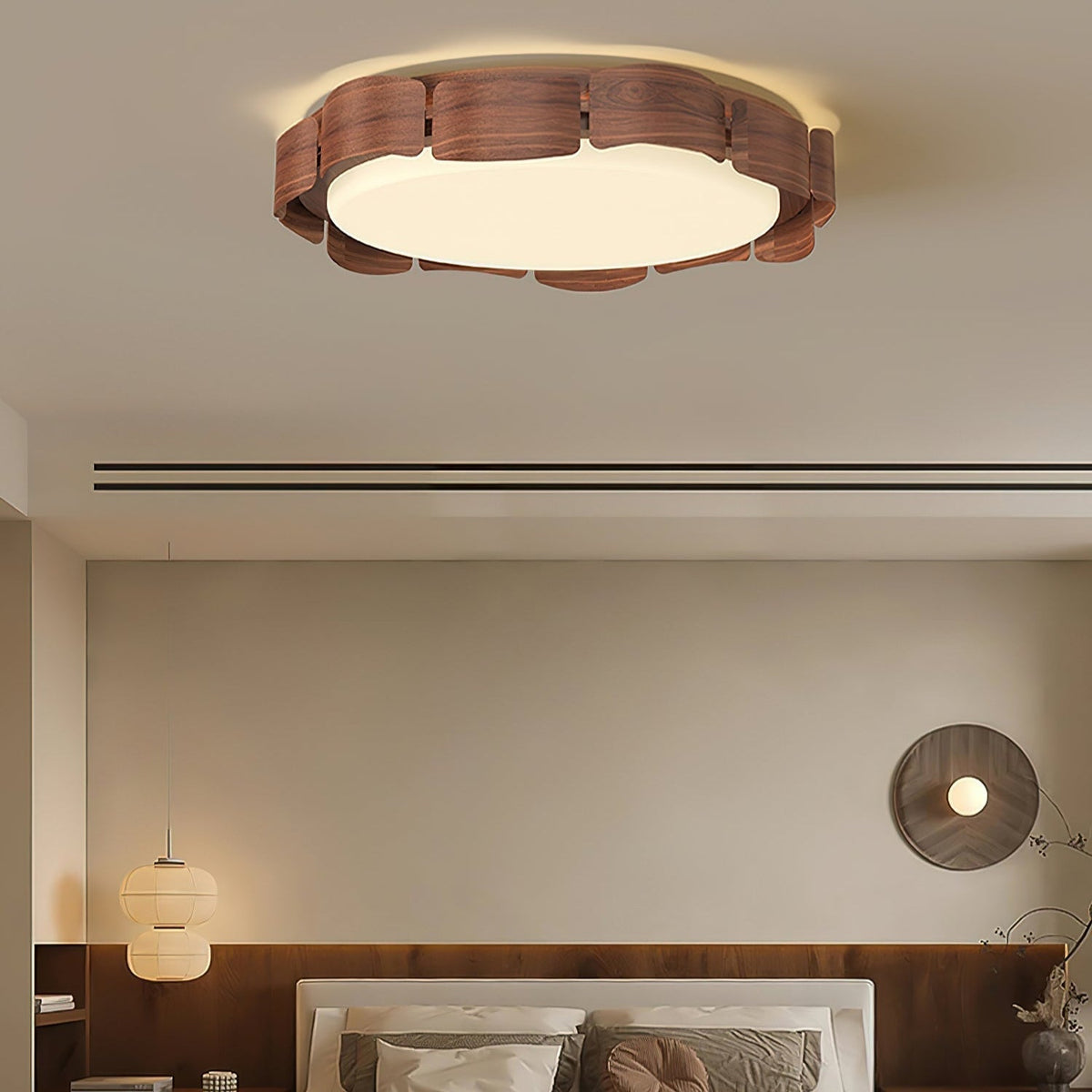 Ardura walnoothout plafondlamp met LED