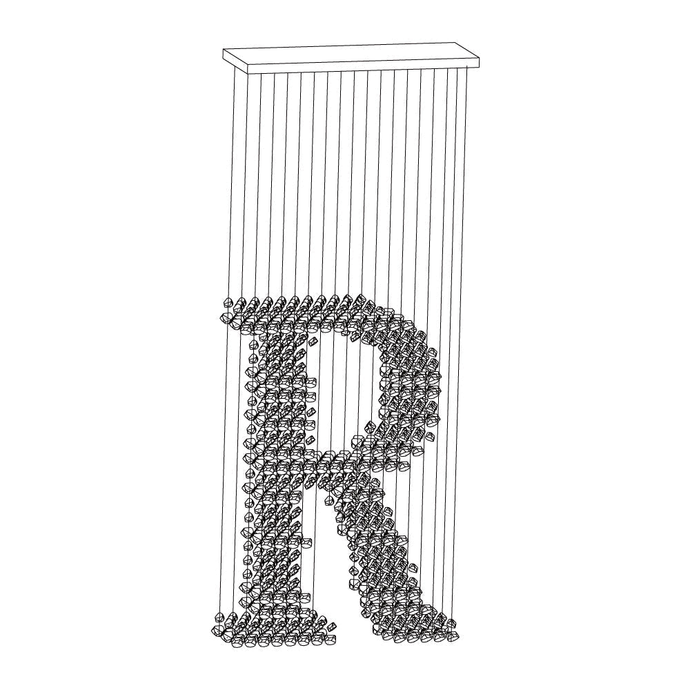 Marinelle Koolsteensculpturale Kroonluchter met Letter M tot R
