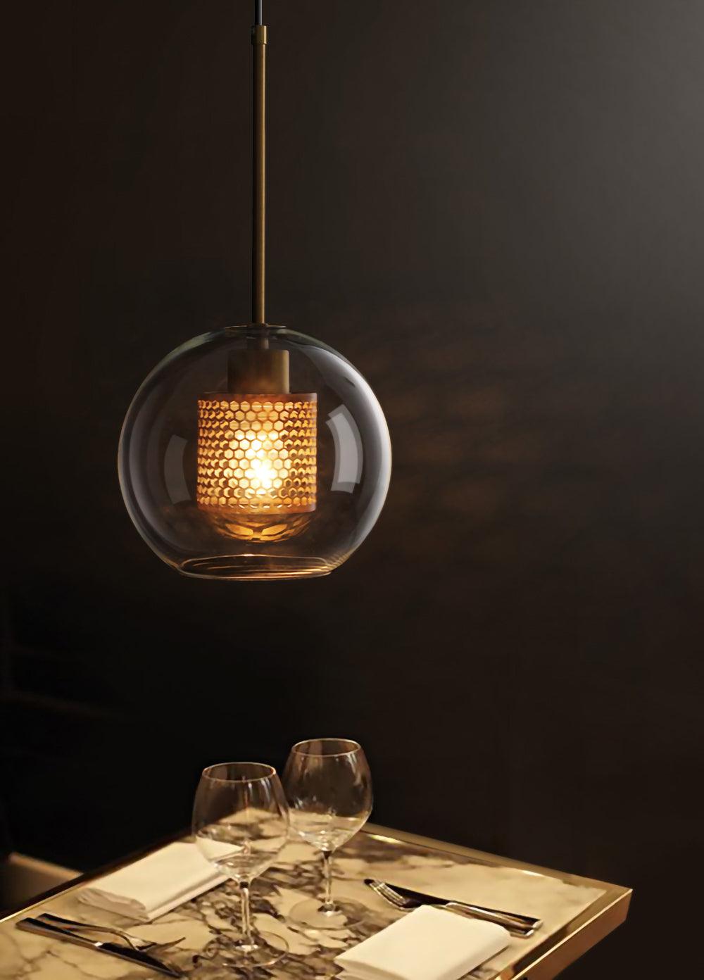 Veleine hanglamp met glazen kap voor woonkamer