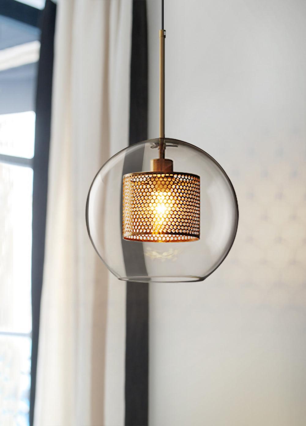 Veleine hanglamp met glazen kap voor woonkamer