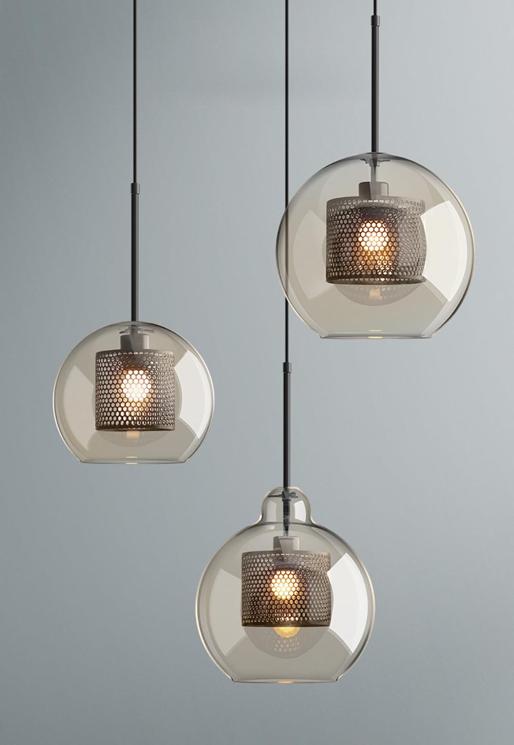 Veleine hanglamp met glazen kap voor woonkamer