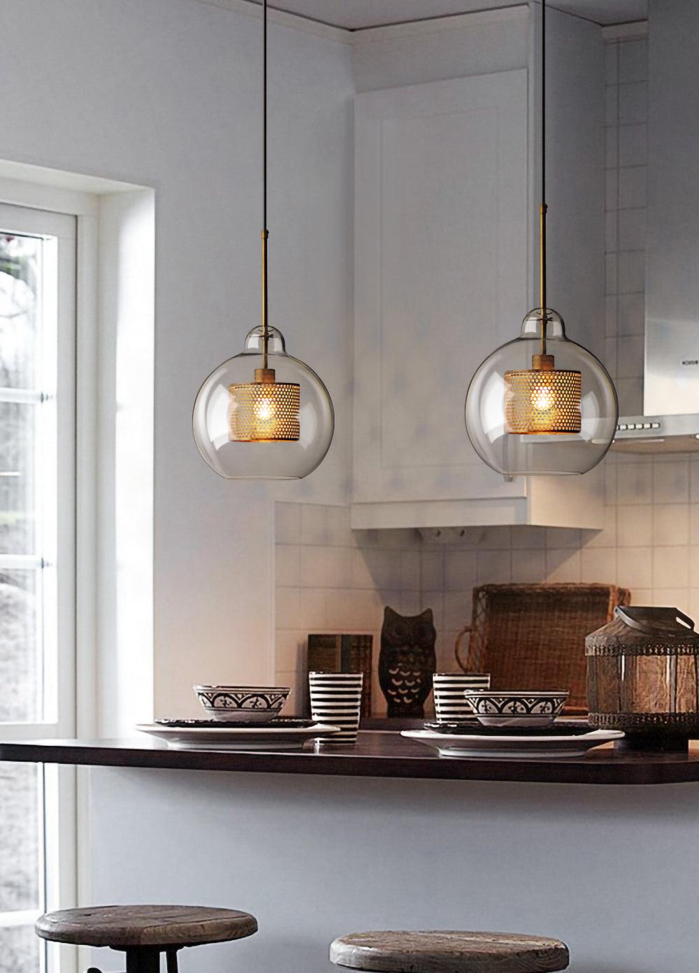 Veleine hanglamp met glazen kap voor woonkamer