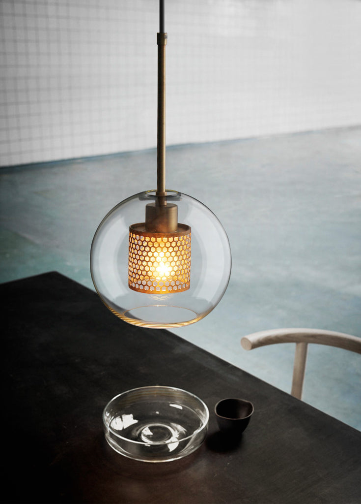 Veleine hanglamp met glazen kap voor woonkamer