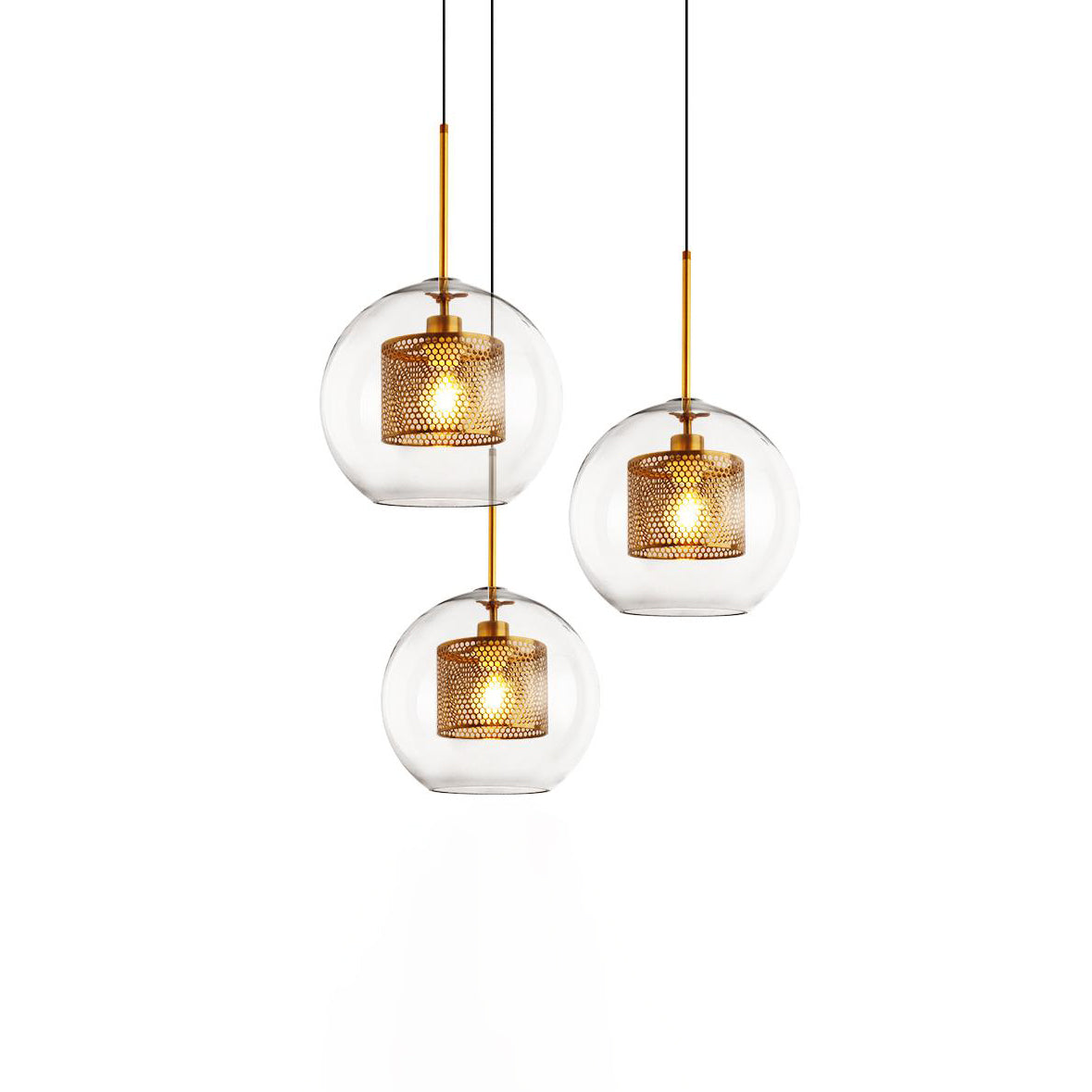 Veleine hanglamp met glazen kap voor woonkamer