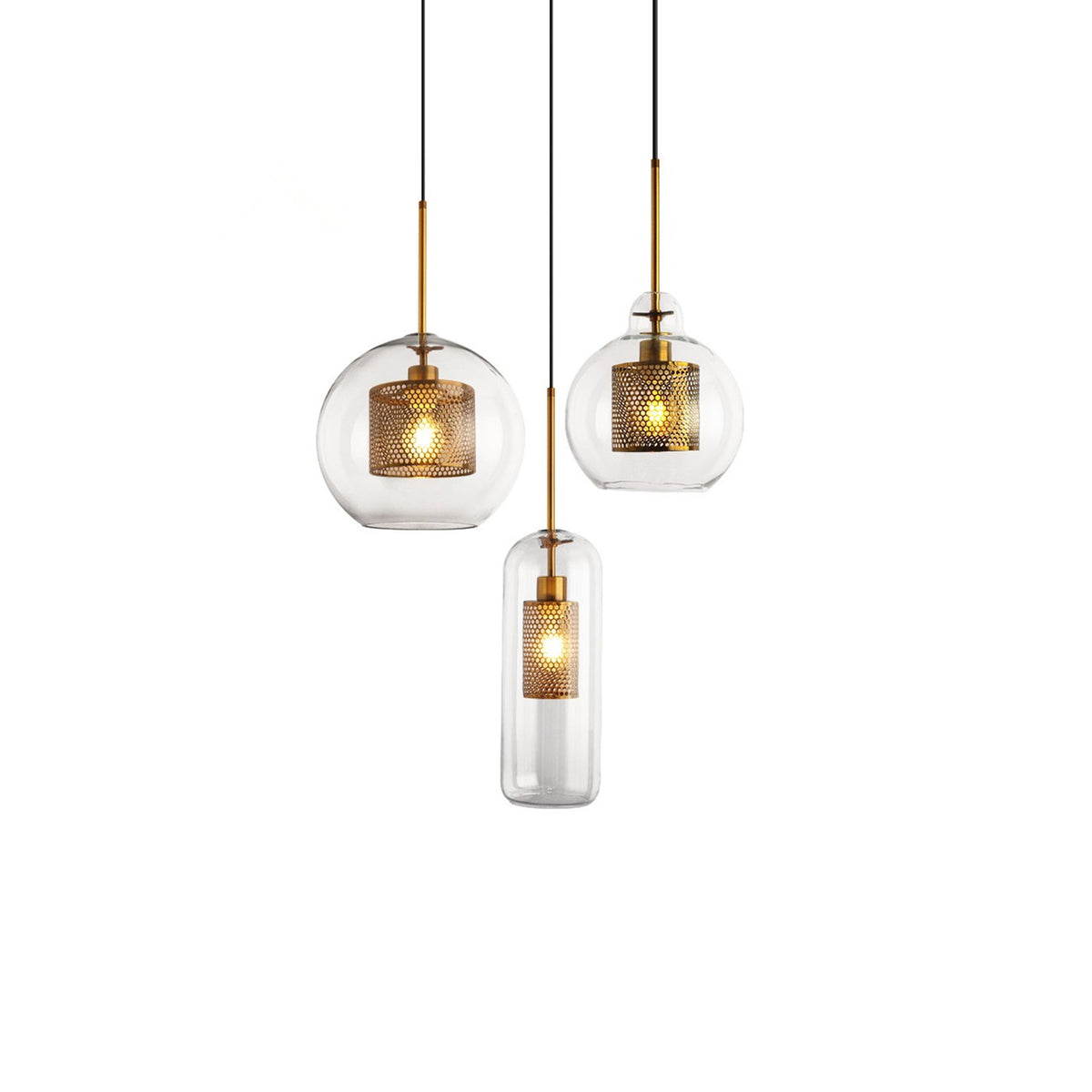 Veleine hanglamp met glazen kap voor woonkamer