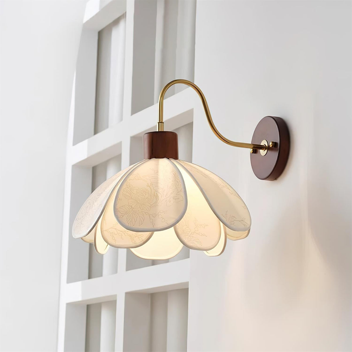 Florayne Vintage Bloemmotief glas wandlamp
