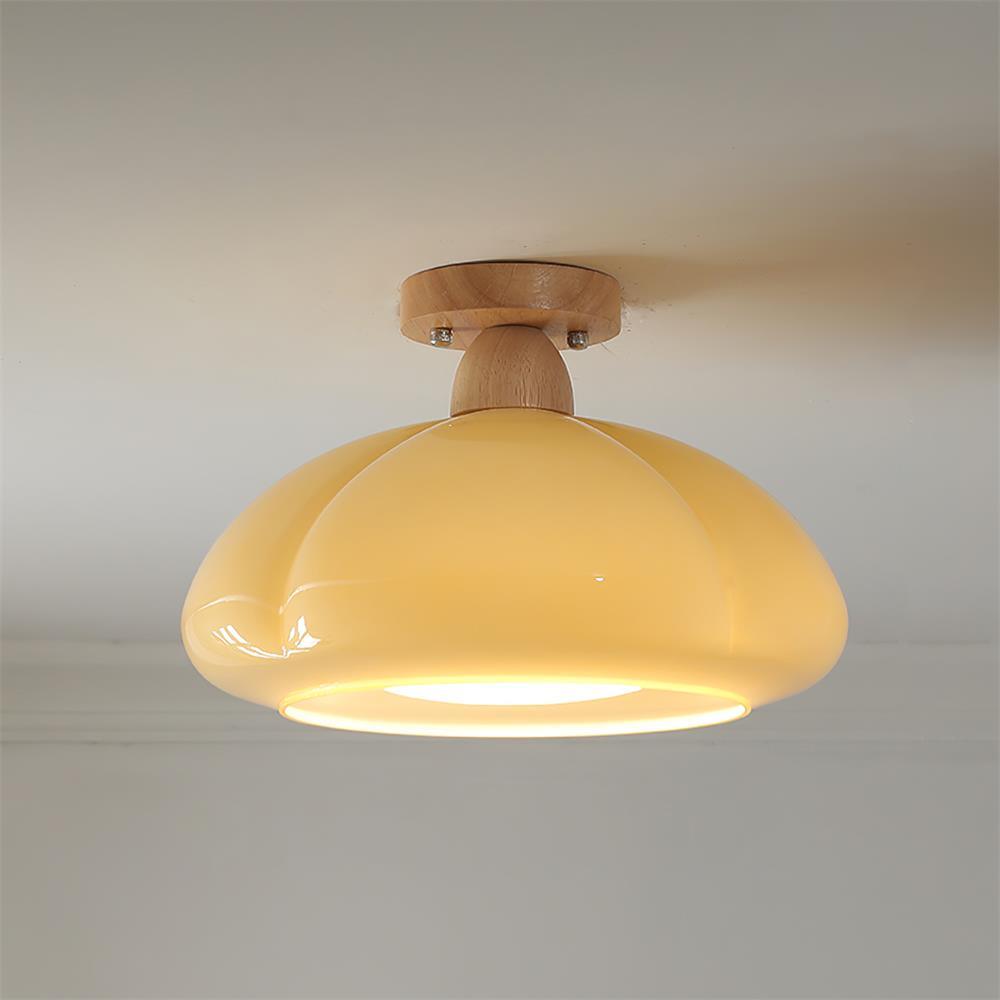 Riva amber glas semi-vlakke plafondlamp