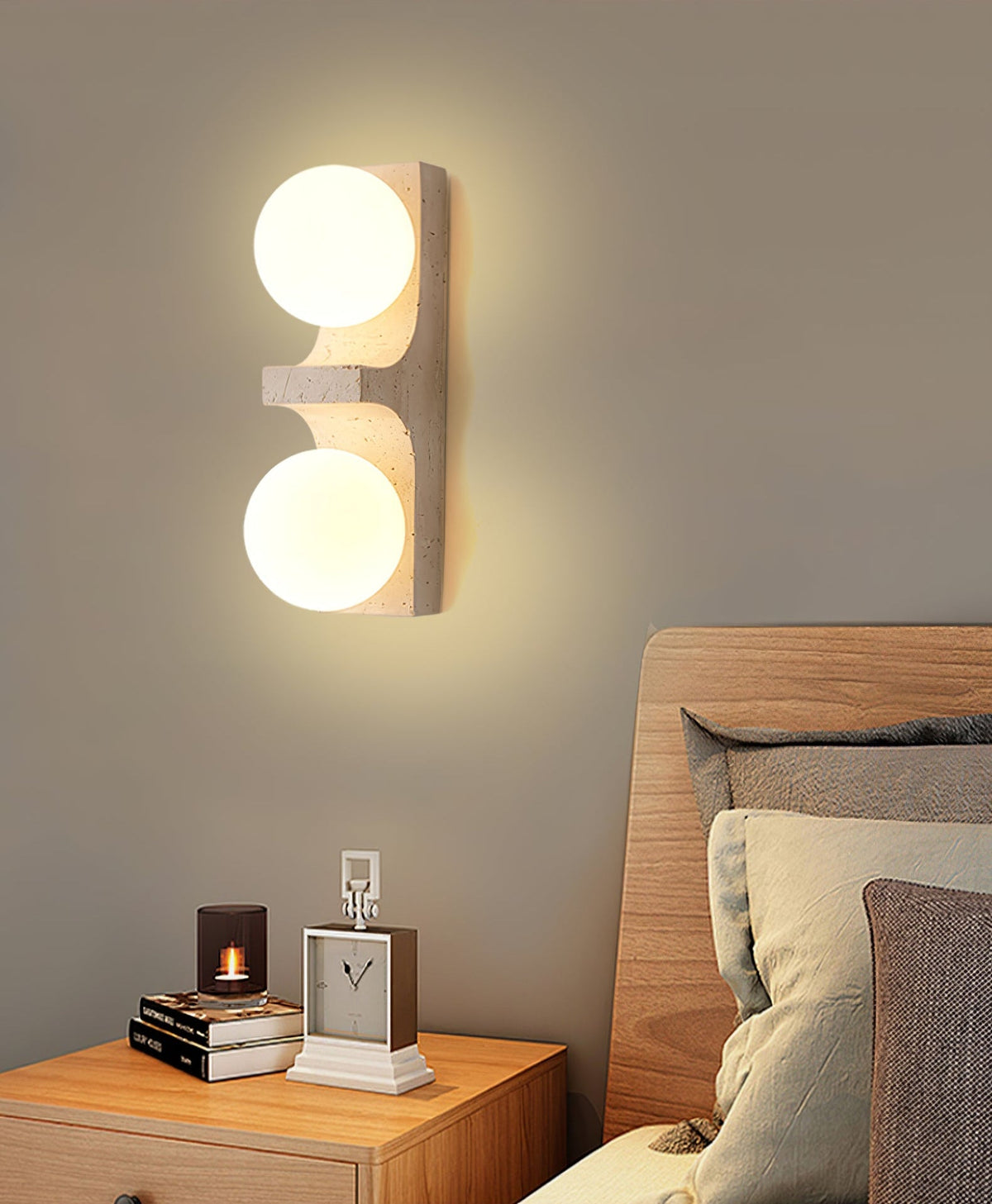 Umiren wandlamp van geel travertin
