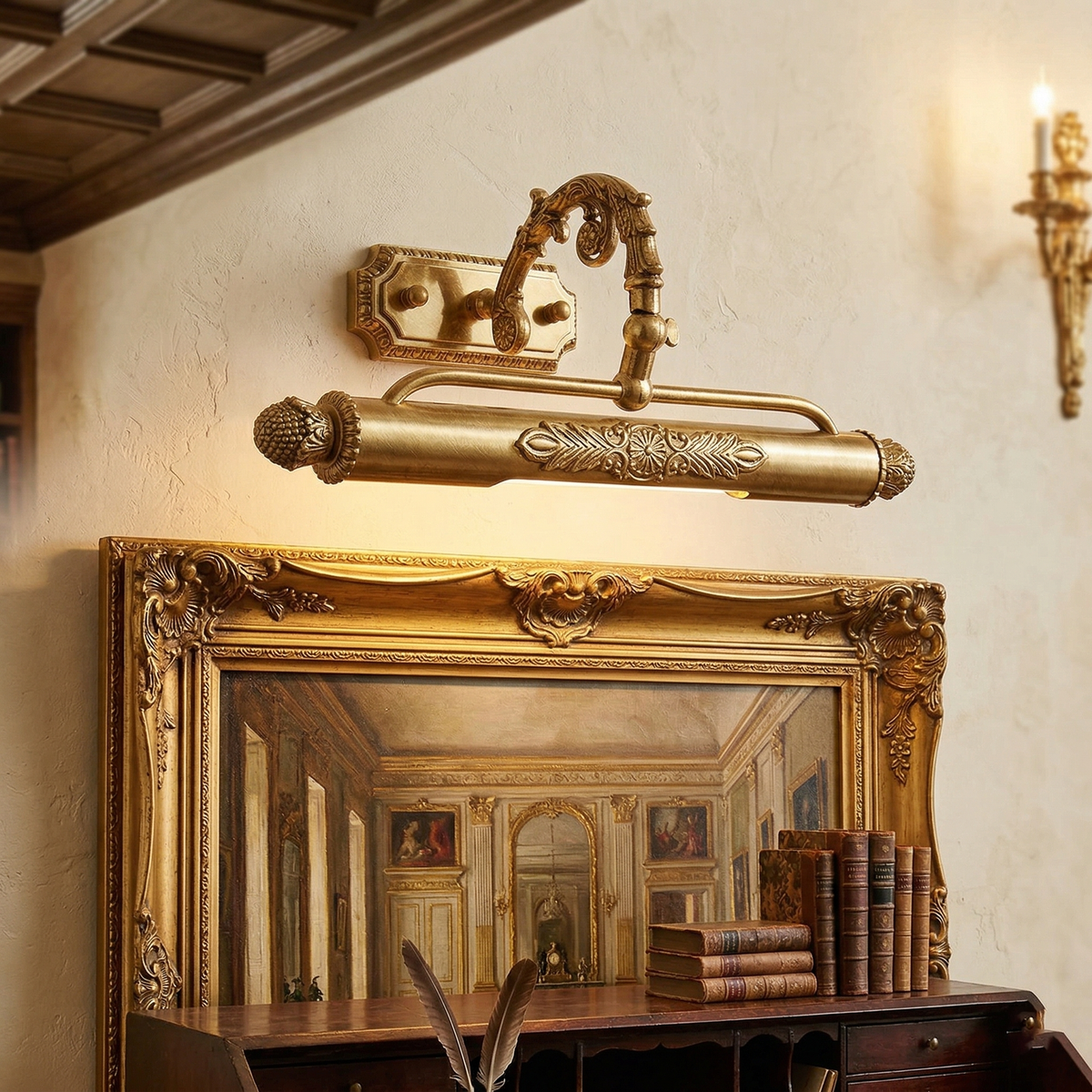 Florentin wandlamp Oudmessing Massief