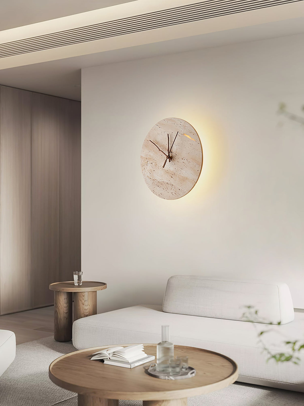 Nororielle minimalistische wandlamp van geel travertin