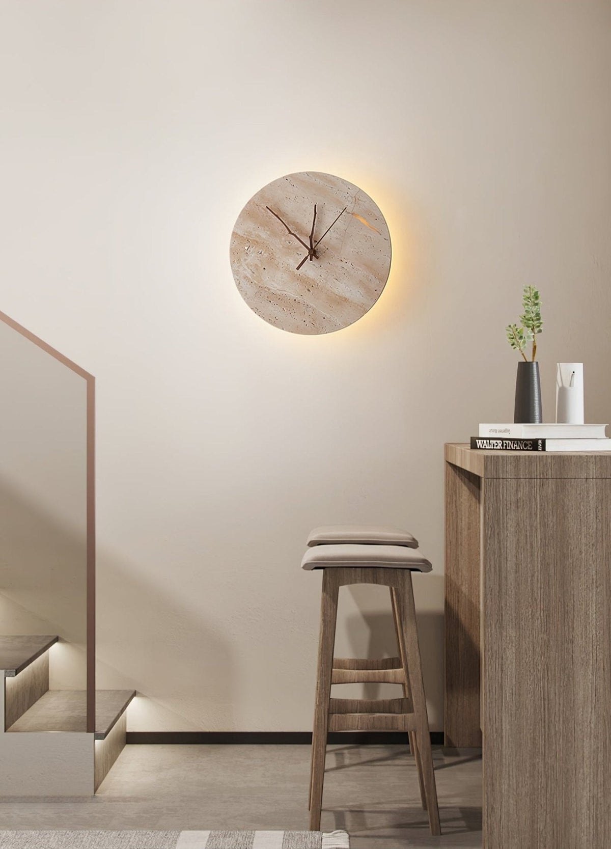Nororielle minimalistische wandlamp van geel travertin