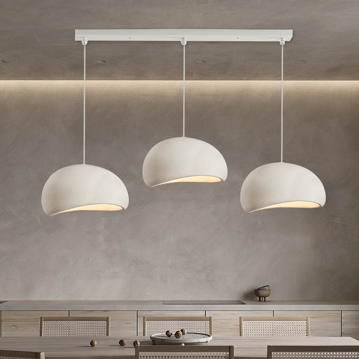 Ecor hanglamp kalkstenen halfrond met stekker in wabi-sabi stijl