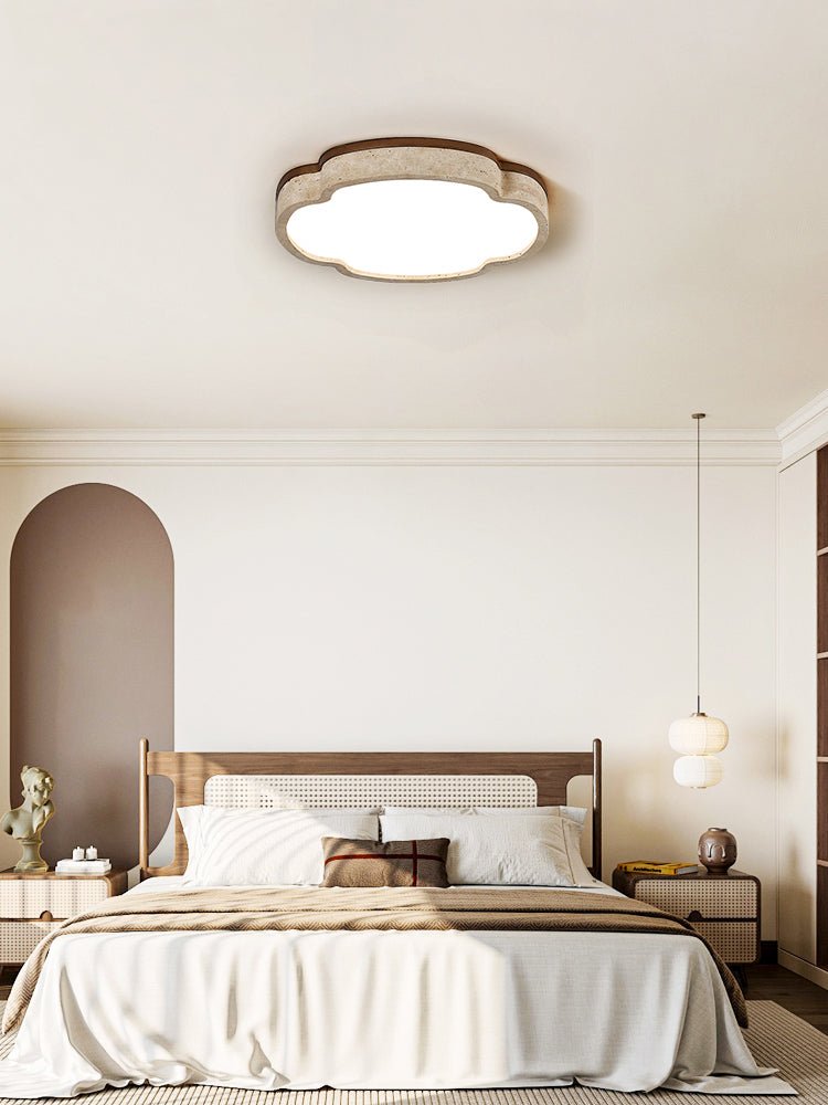 Vito Marshmallow vierbloemblaadjes Cloudform plafondlamp in geel travertin met bloemblaadjes